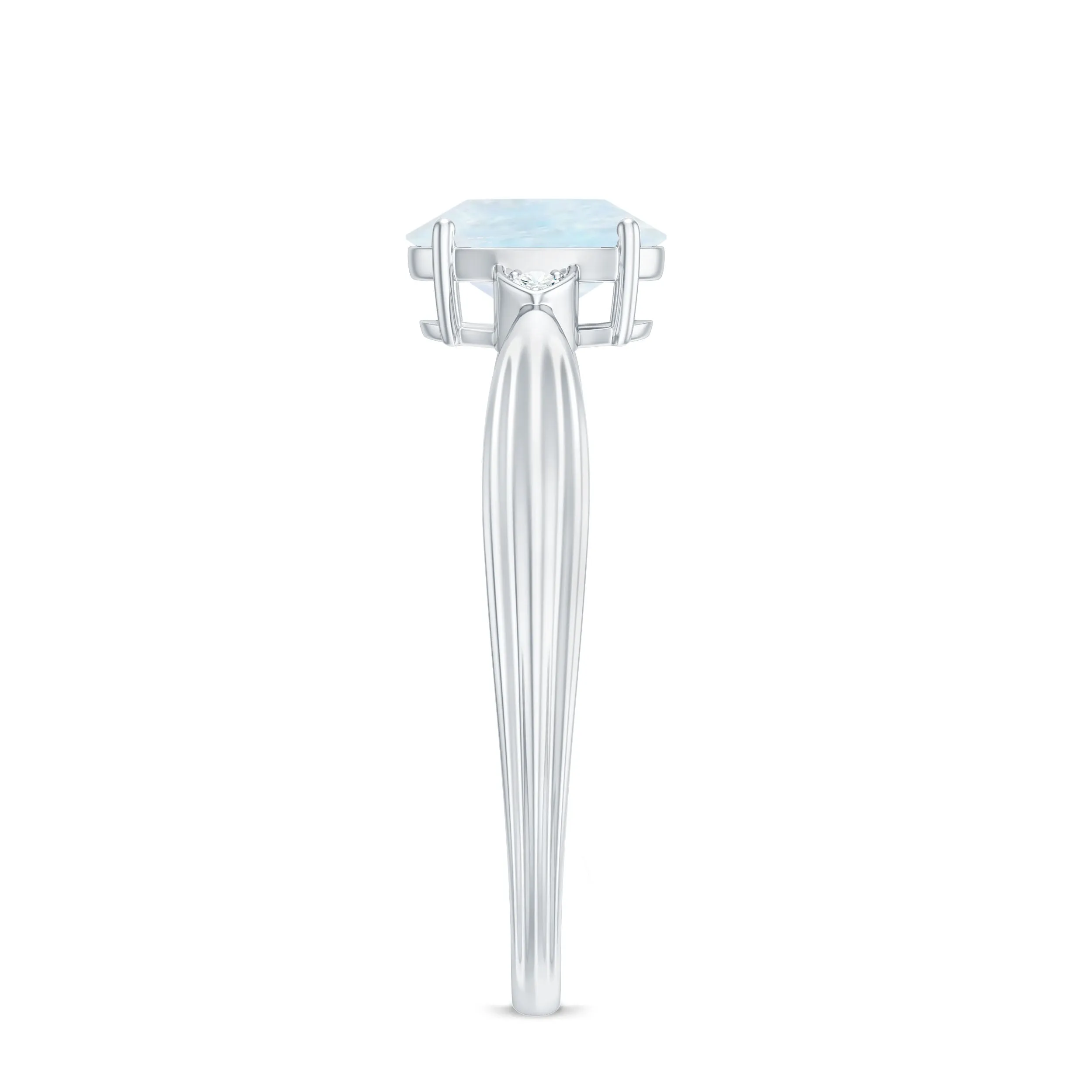1 CT Oval Cut Moonstone Solitaire Ring with Diamond