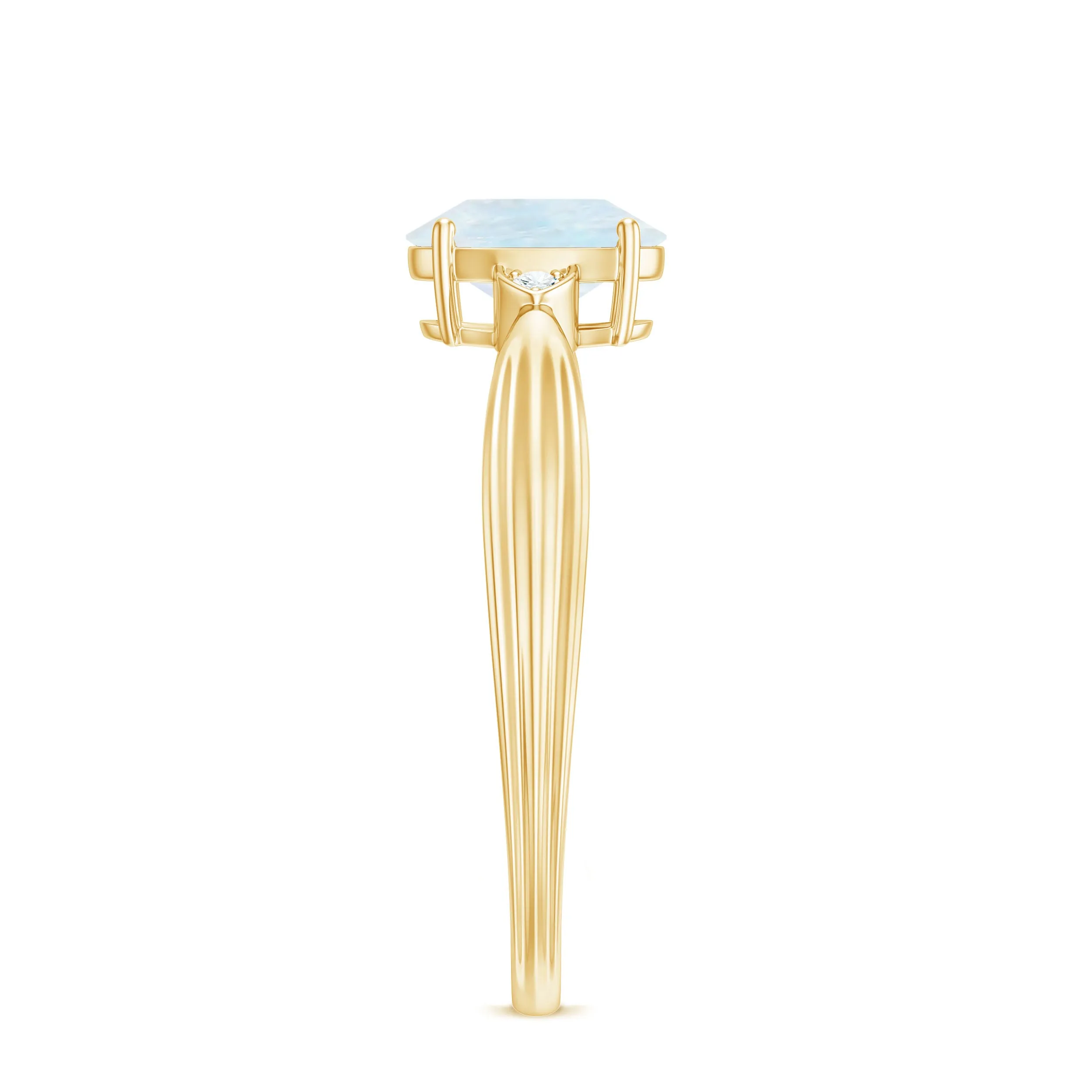 1 CT Oval Cut Moonstone Solitaire Ring with Diamond