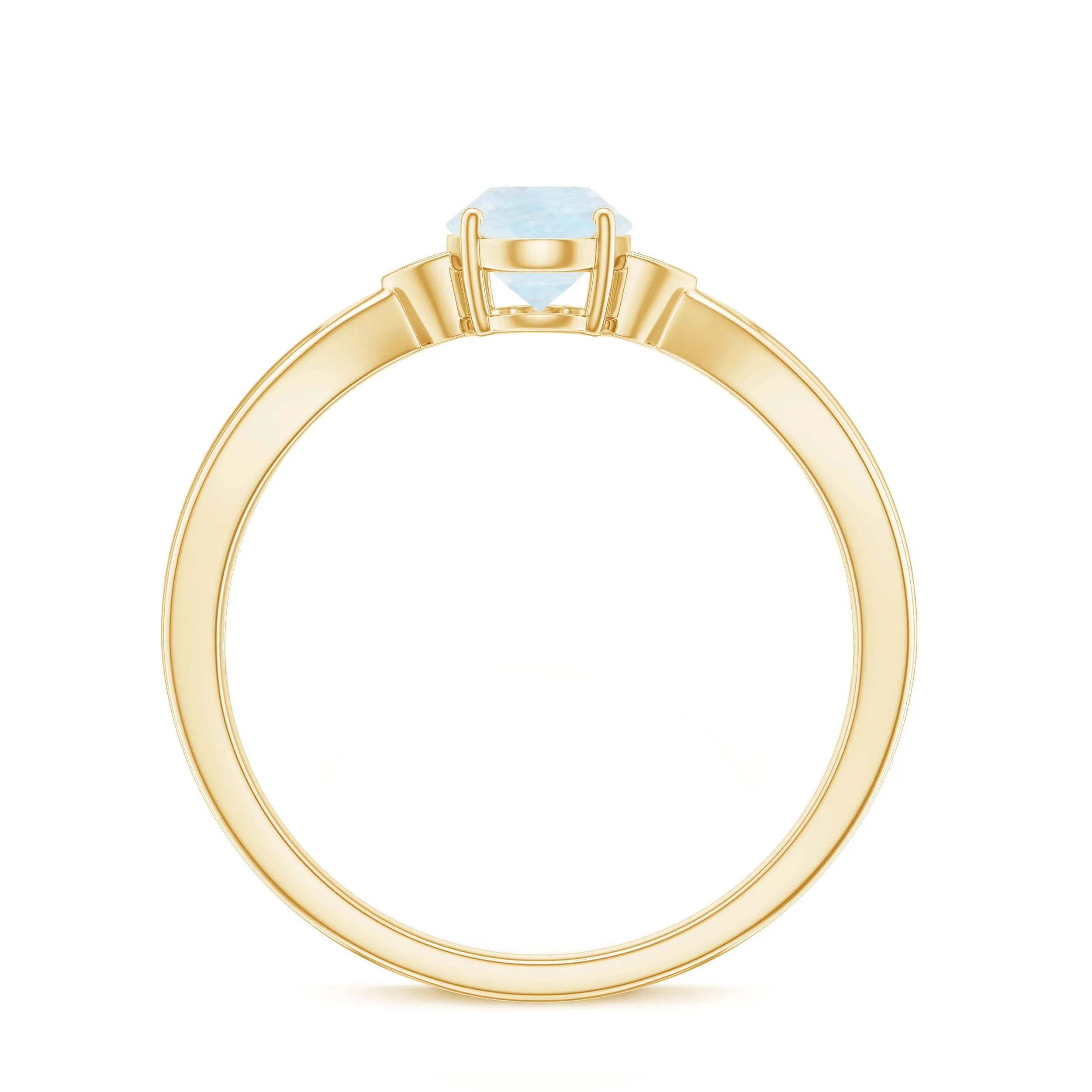 1 CT Oval Cut Moonstone Solitaire Ring with Diamond