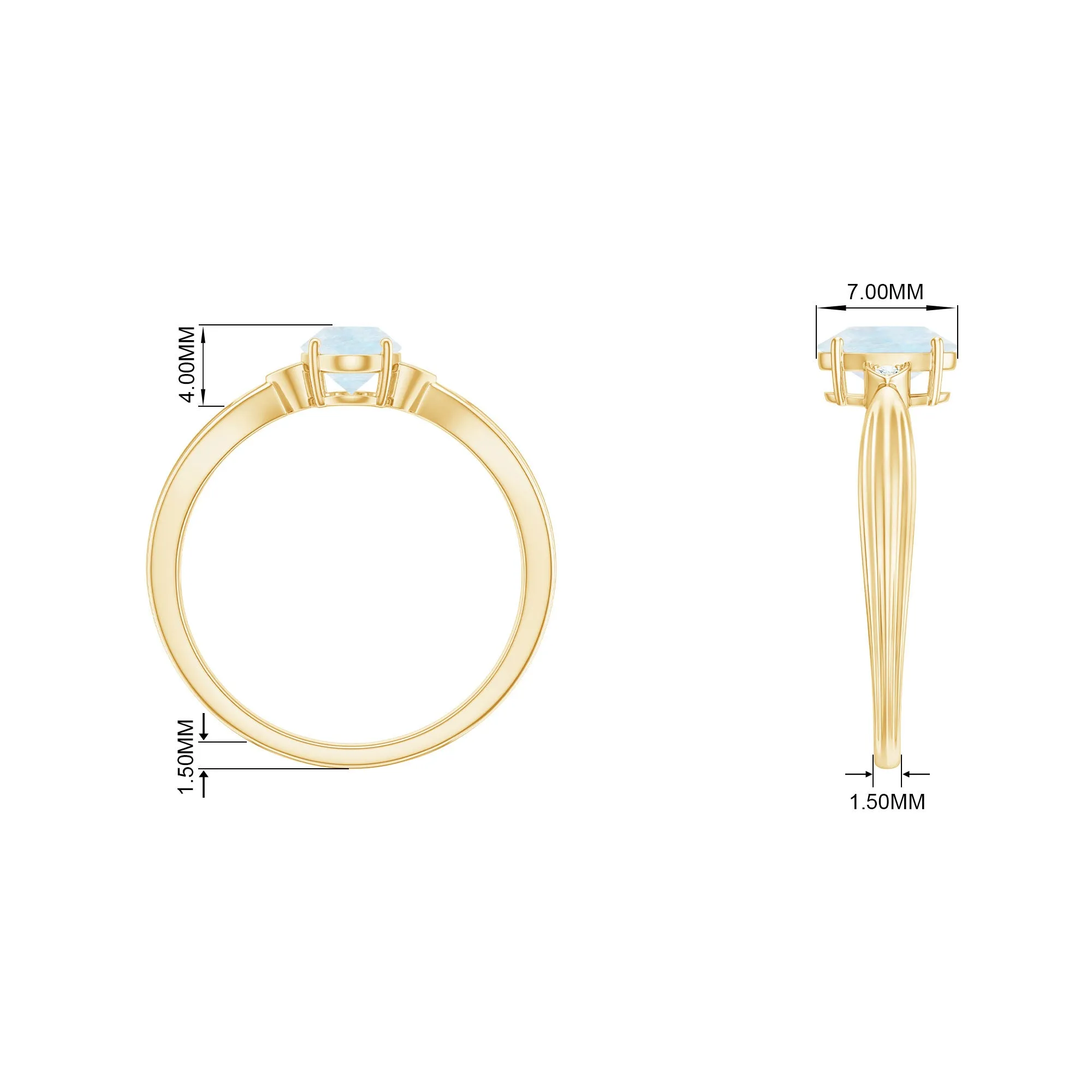 1 CT Oval Cut Moonstone Solitaire Ring with Diamond
