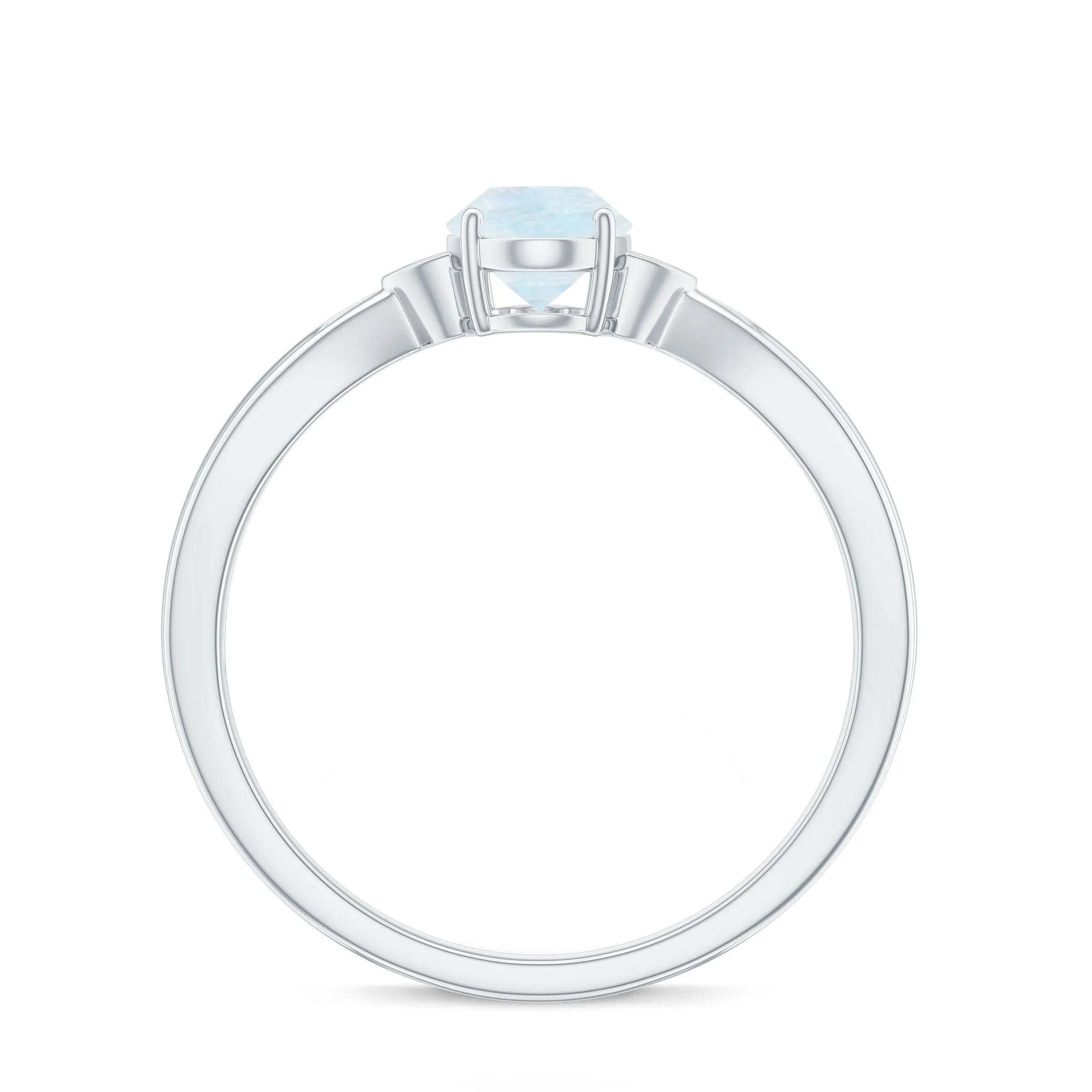 1 CT Oval Cut Moonstone Solitaire Ring with Diamond