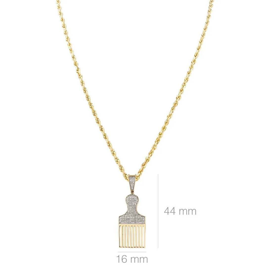 10k Yellow Gold Paintbrush Tassel Pendant 0.50 Ctw