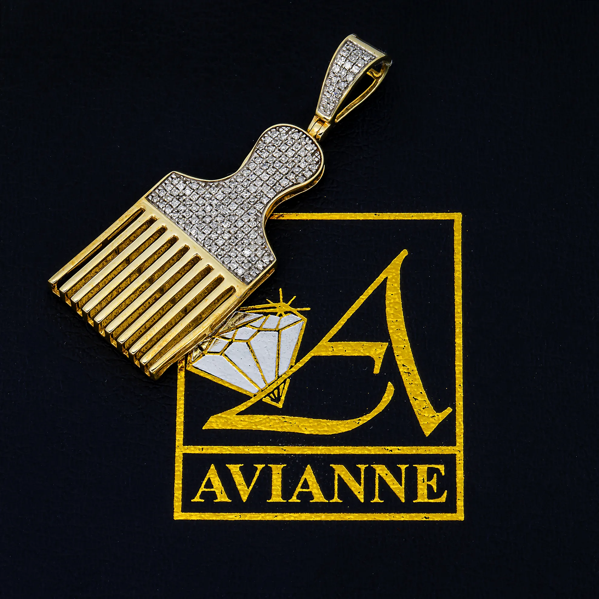 10k Yellow Gold Paintbrush Tassel Pendant 0.50 Ctw
