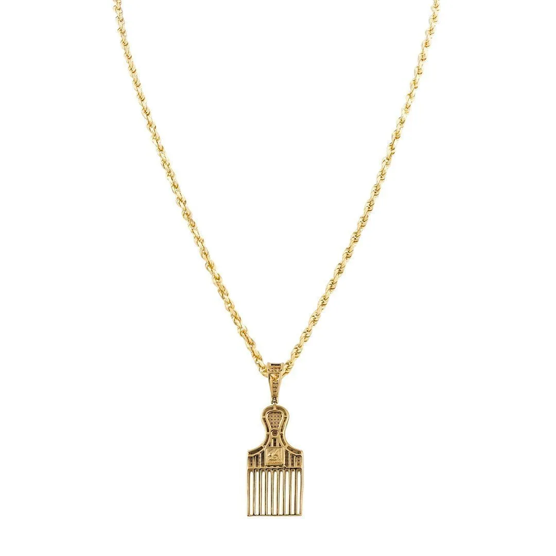 10k Yellow Gold Paintbrush Tassel Pendant 0.50 Ctw