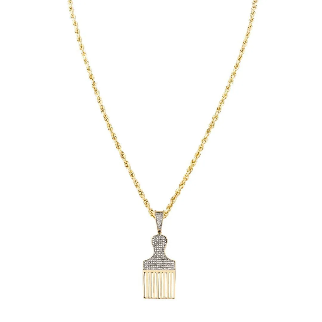 10k Yellow Gold Paintbrush Tassel Pendant 0.50 Ctw