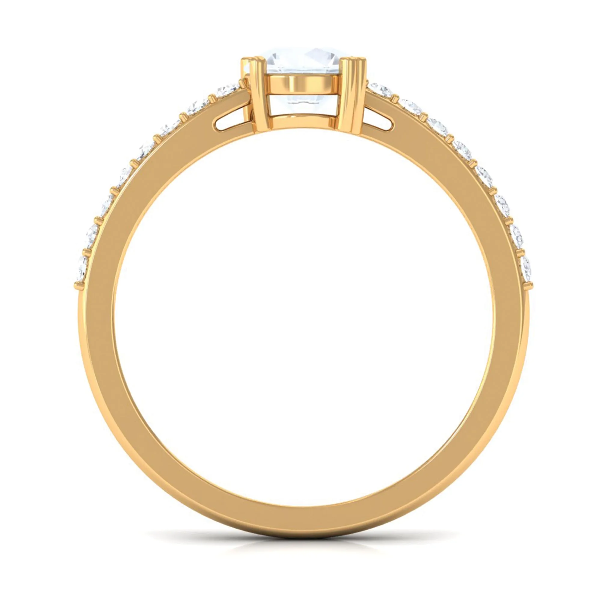 1.25 CT Natural Moonstone Solitaire Promise Ring with Diamond