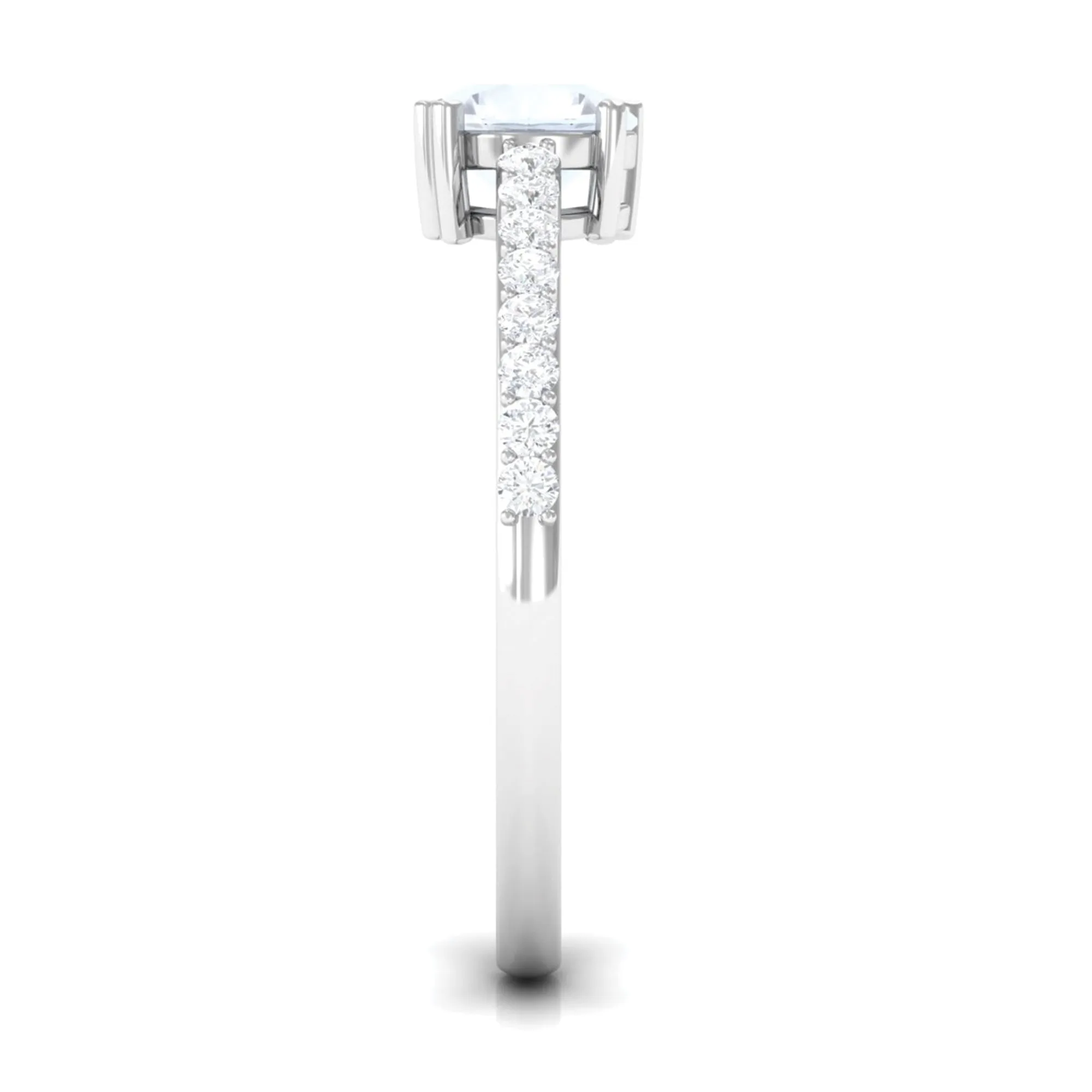 1.25 CT Natural Moonstone Solitaire Promise Ring with Diamond
