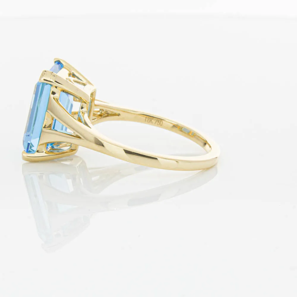 14ct Yellow Gold 6.24ct Blue Topaz Juliet Ring