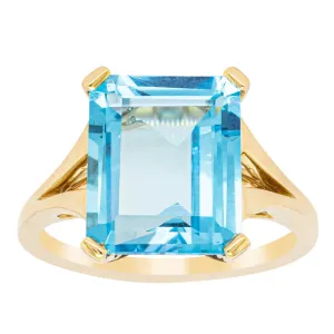14ct Yellow Gold 6.24ct Blue Topaz Juliet Ring