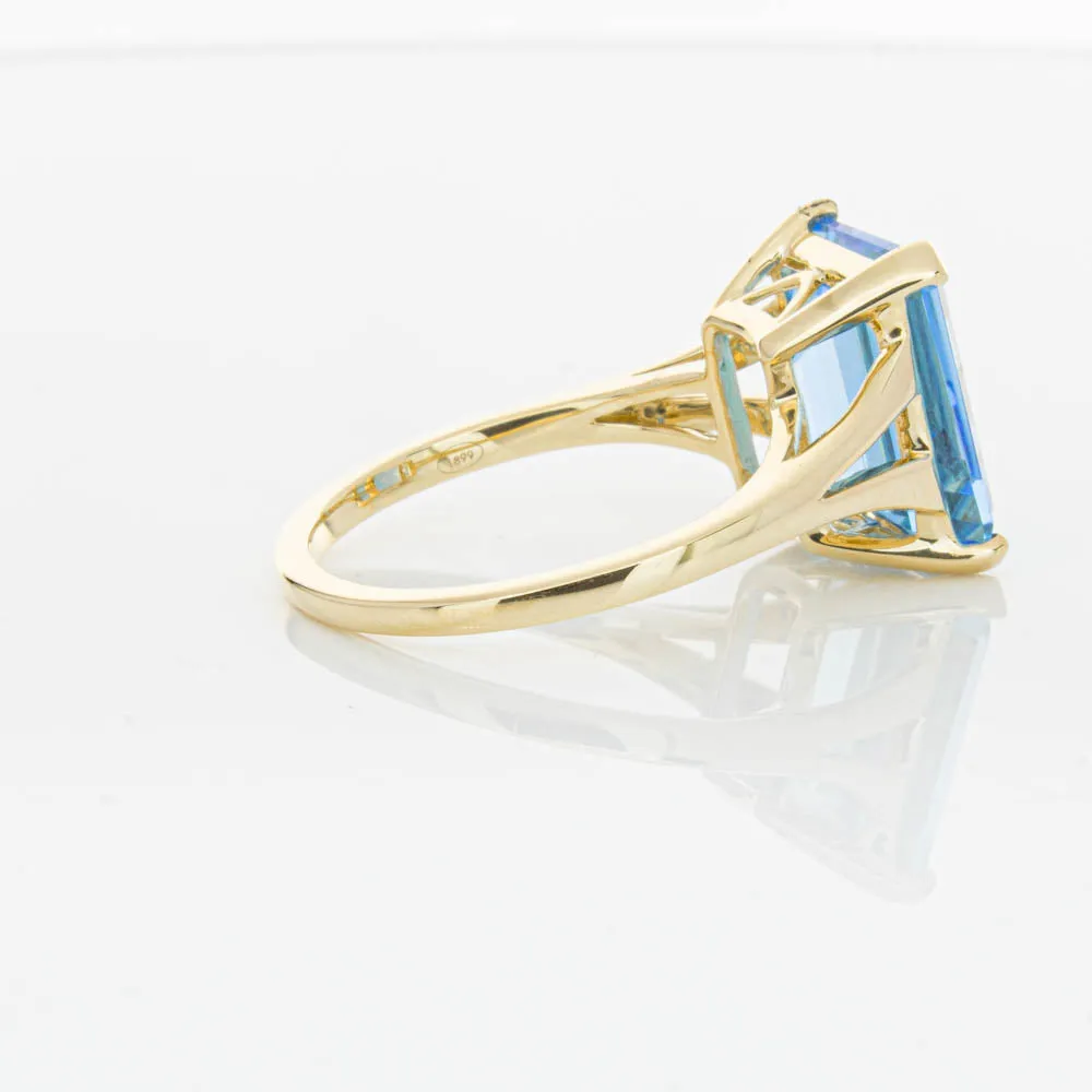 14ct Yellow Gold 6.24ct Blue Topaz Juliet Ring