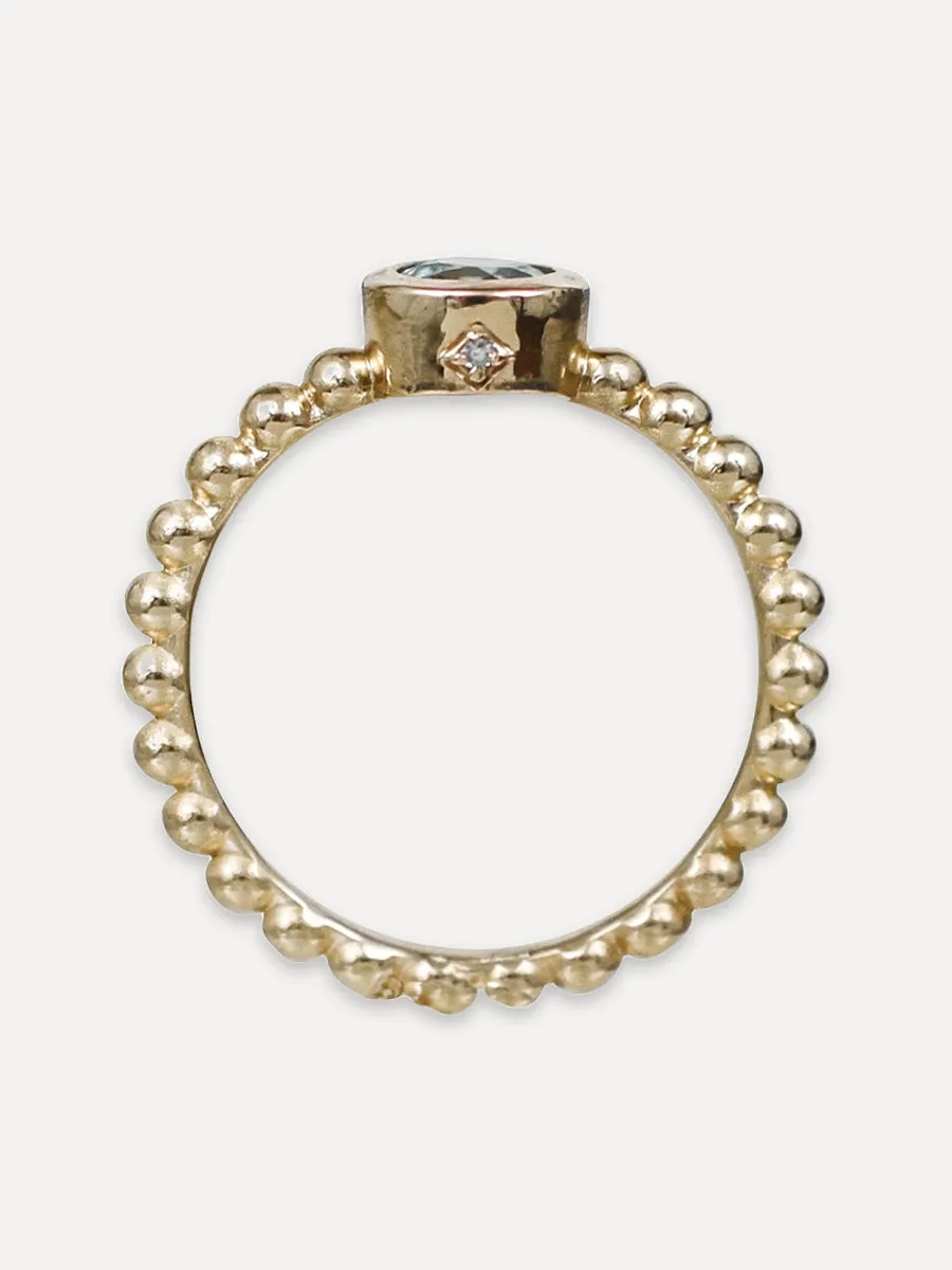 14K Beaded Stacking Band - Zircon