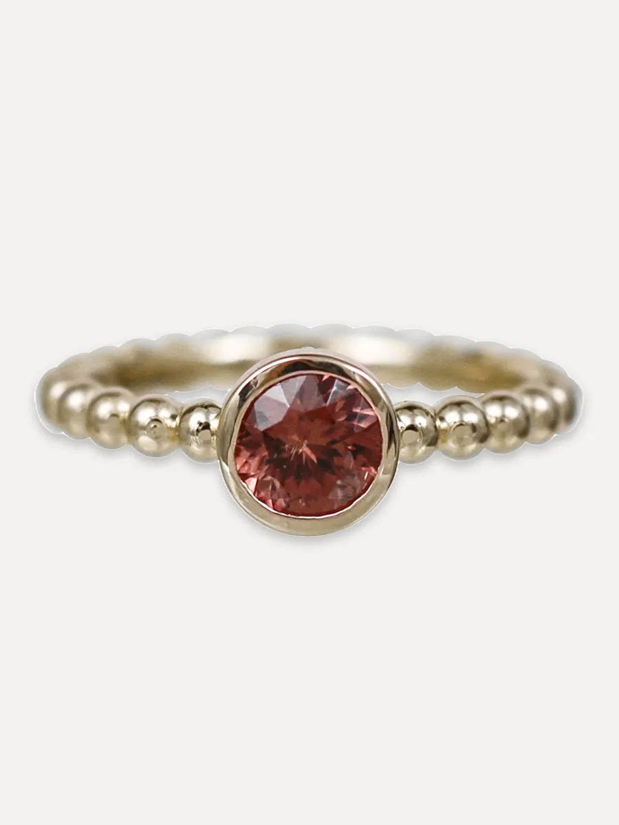 14K Beaded Stacking Band - Zircon