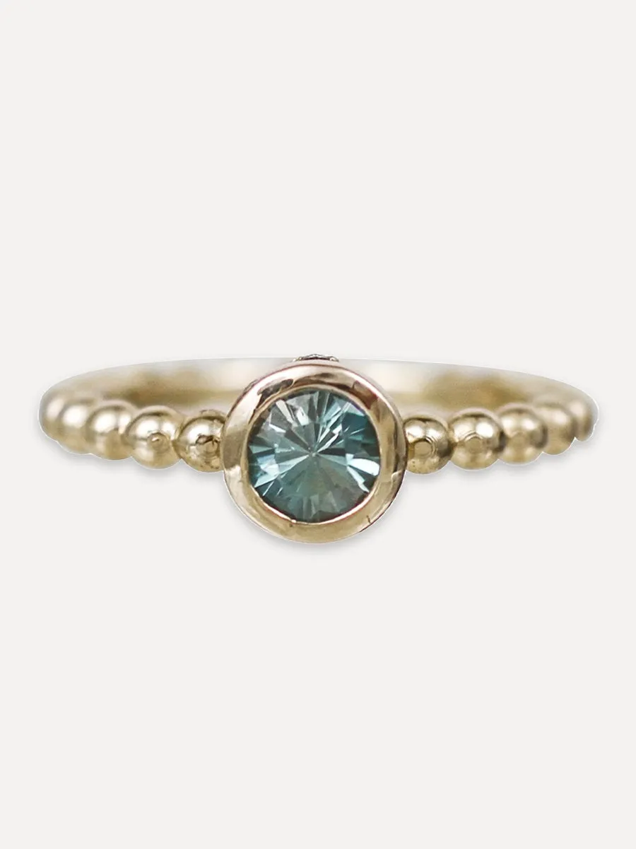 14K Beaded Stacking Band - Zircon