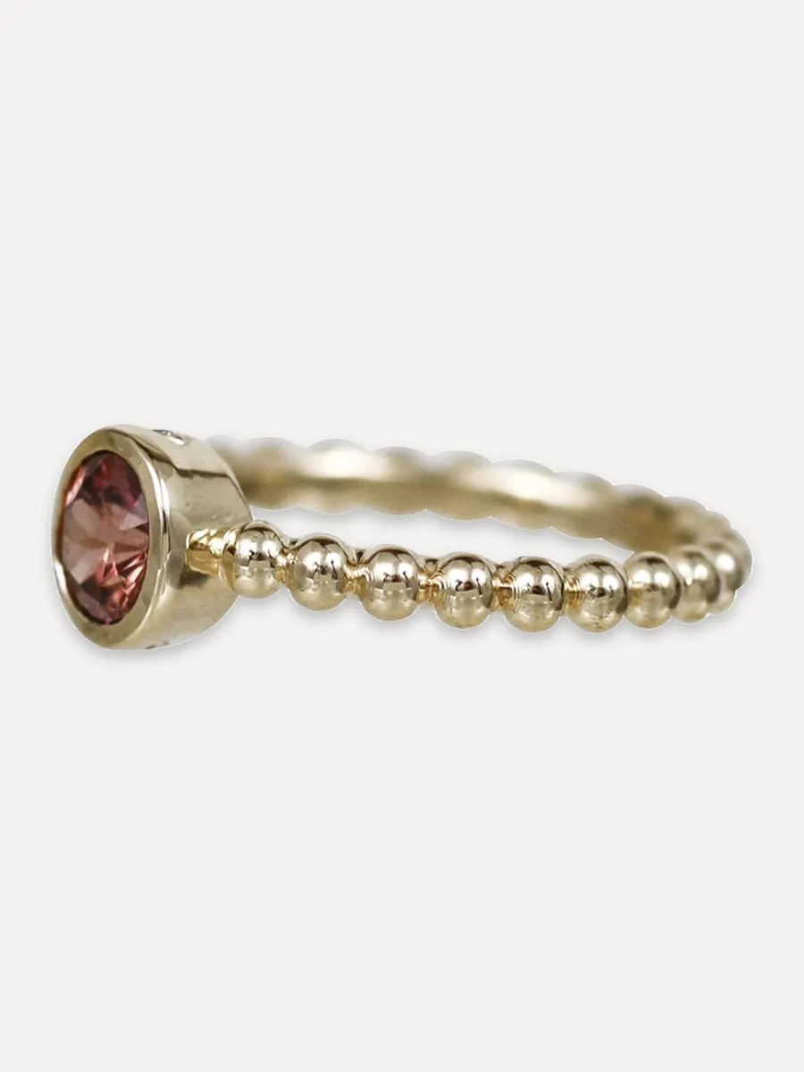 14K Beaded Stacking Band - Zircon