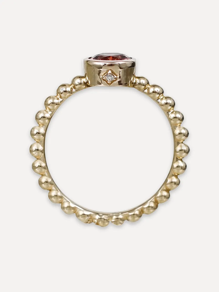 14K Beaded Stacking Band - Zircon