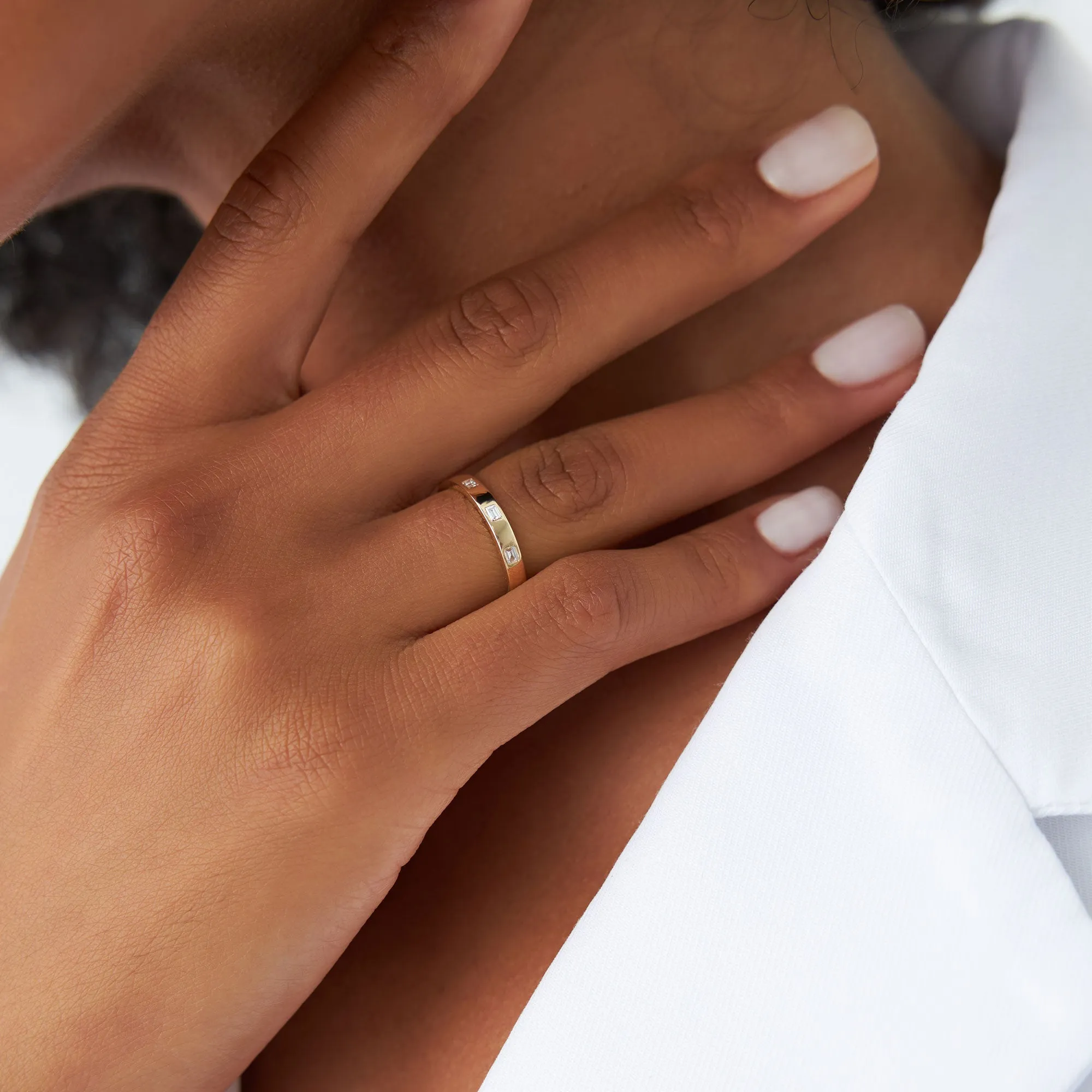 14k Full Eternity Flush Setting Baguette Diamond Band