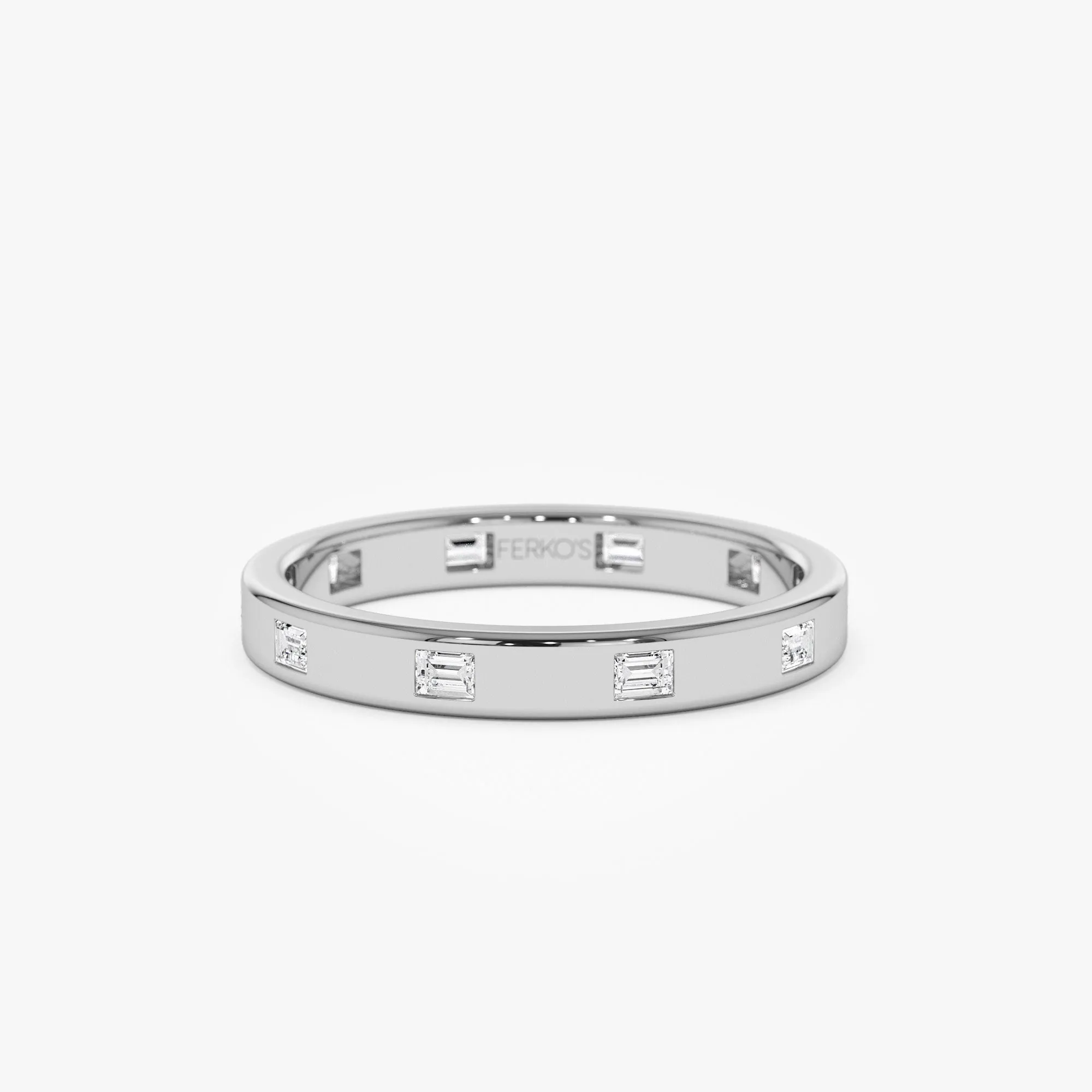 14k Full Eternity Flush Setting Baguette Diamond Band