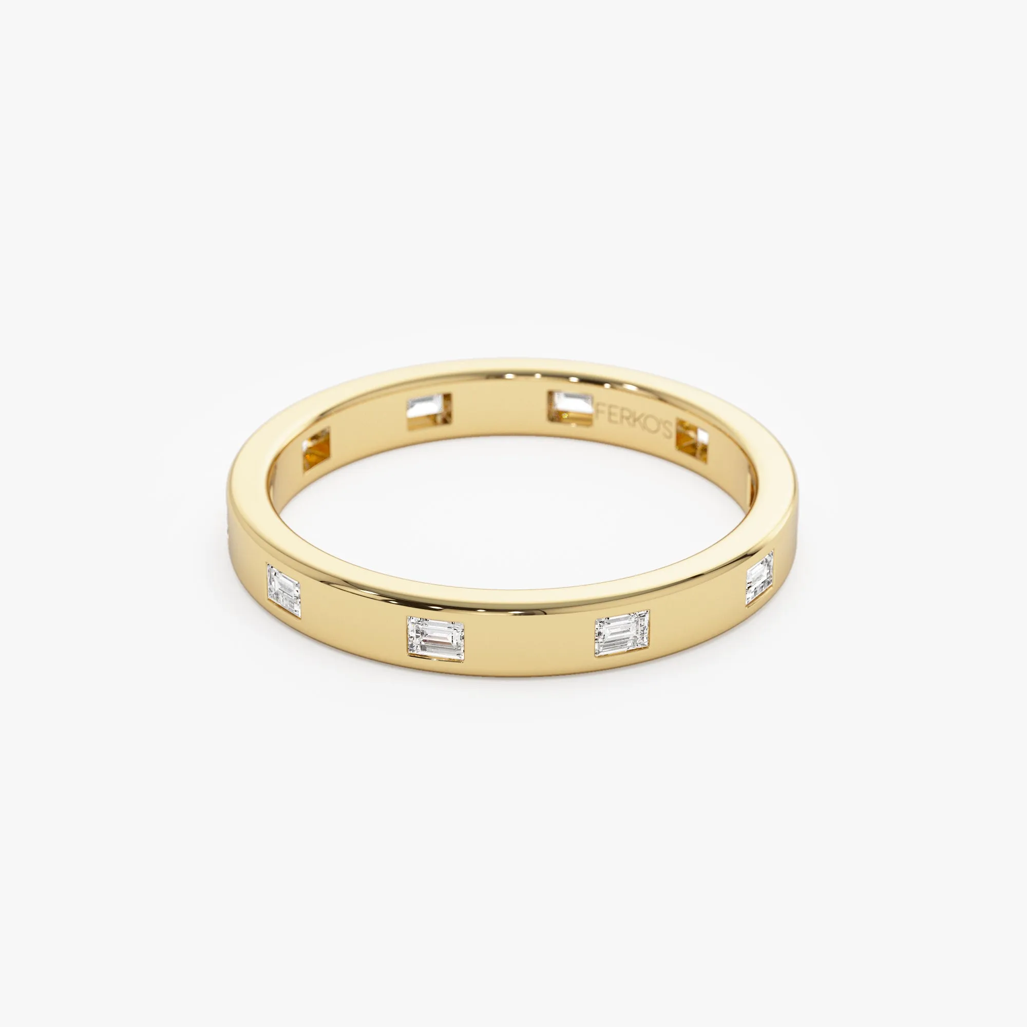 14k Full Eternity Flush Setting Baguette Diamond Band