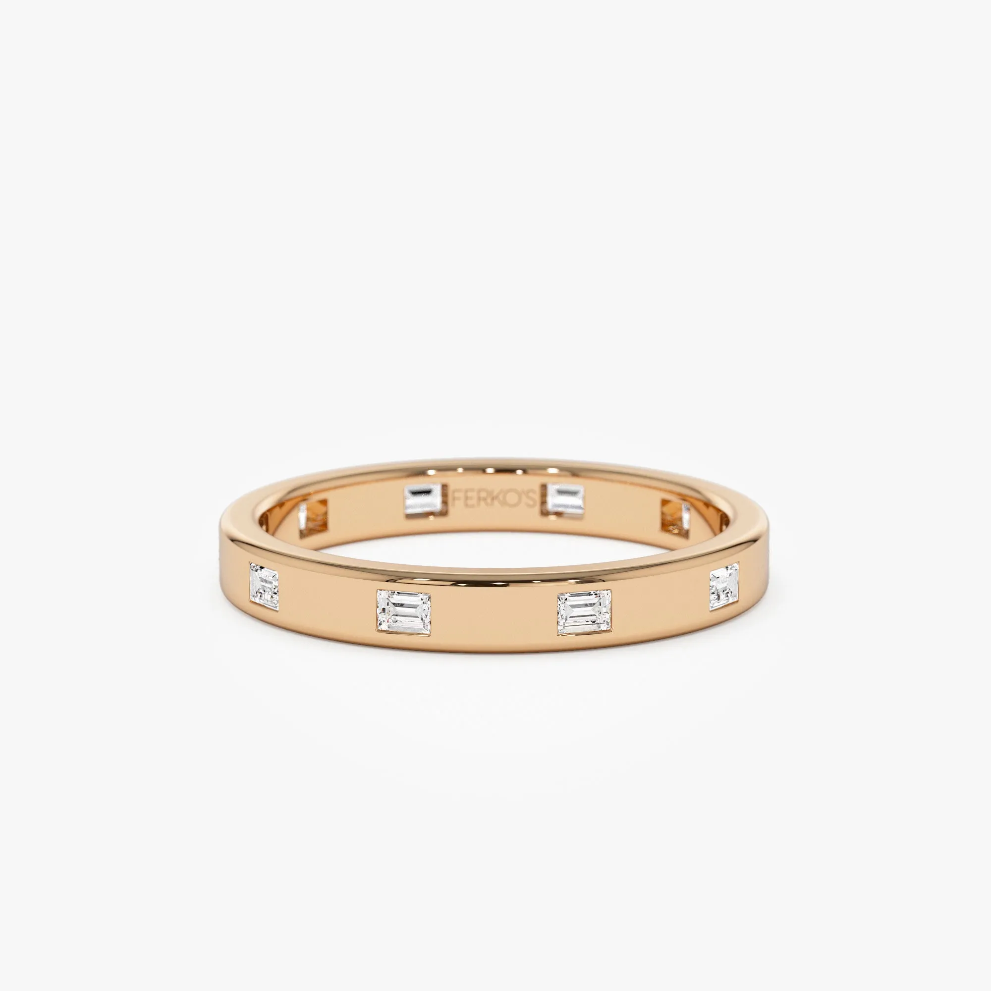 14k Full Eternity Flush Setting Baguette Diamond Band