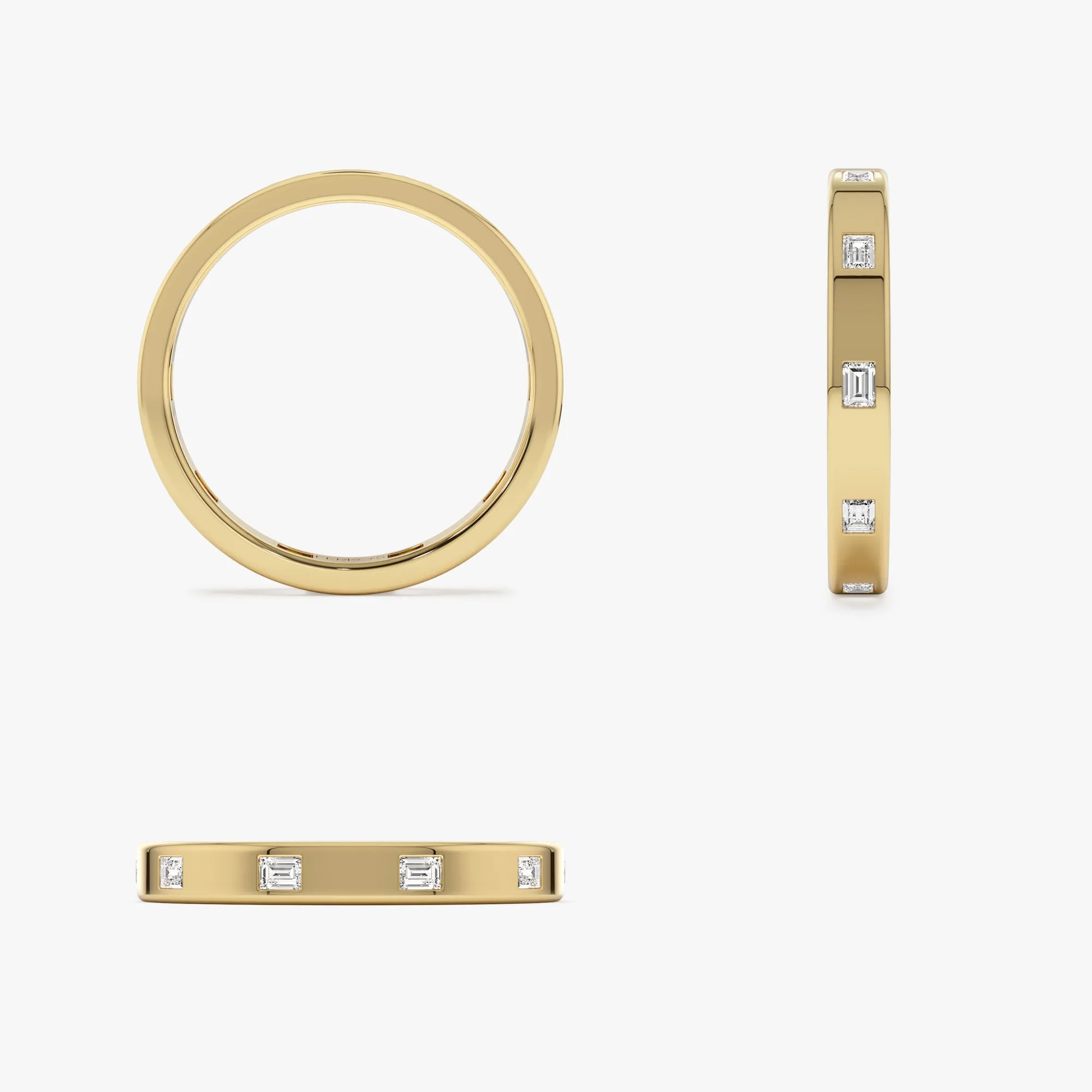 14k Full Eternity Flush Setting Baguette Diamond Band