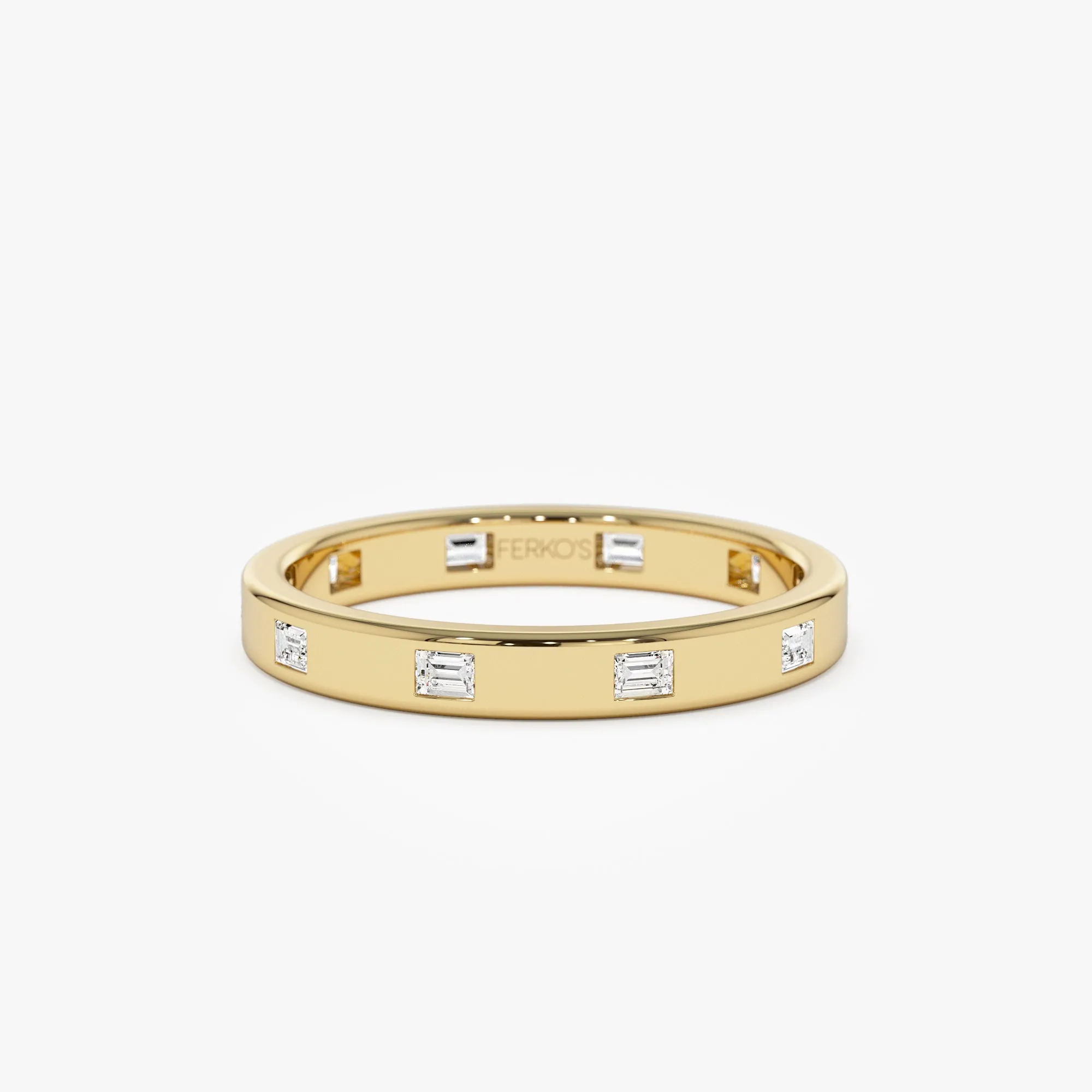 14k Full Eternity Flush Setting Baguette Diamond Band