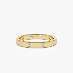14k Full Eternity Flush Setting Baguette Diamond Band