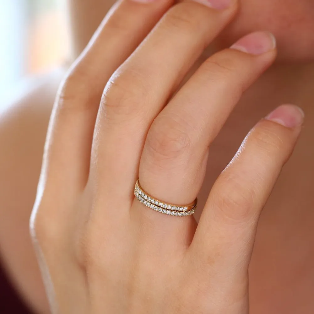 14K Gold 1.5MM Half Eternity Diamond Ring