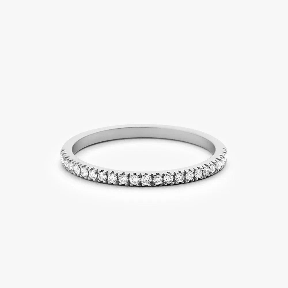 14K Gold 1.5MM Half Eternity Diamond Ring