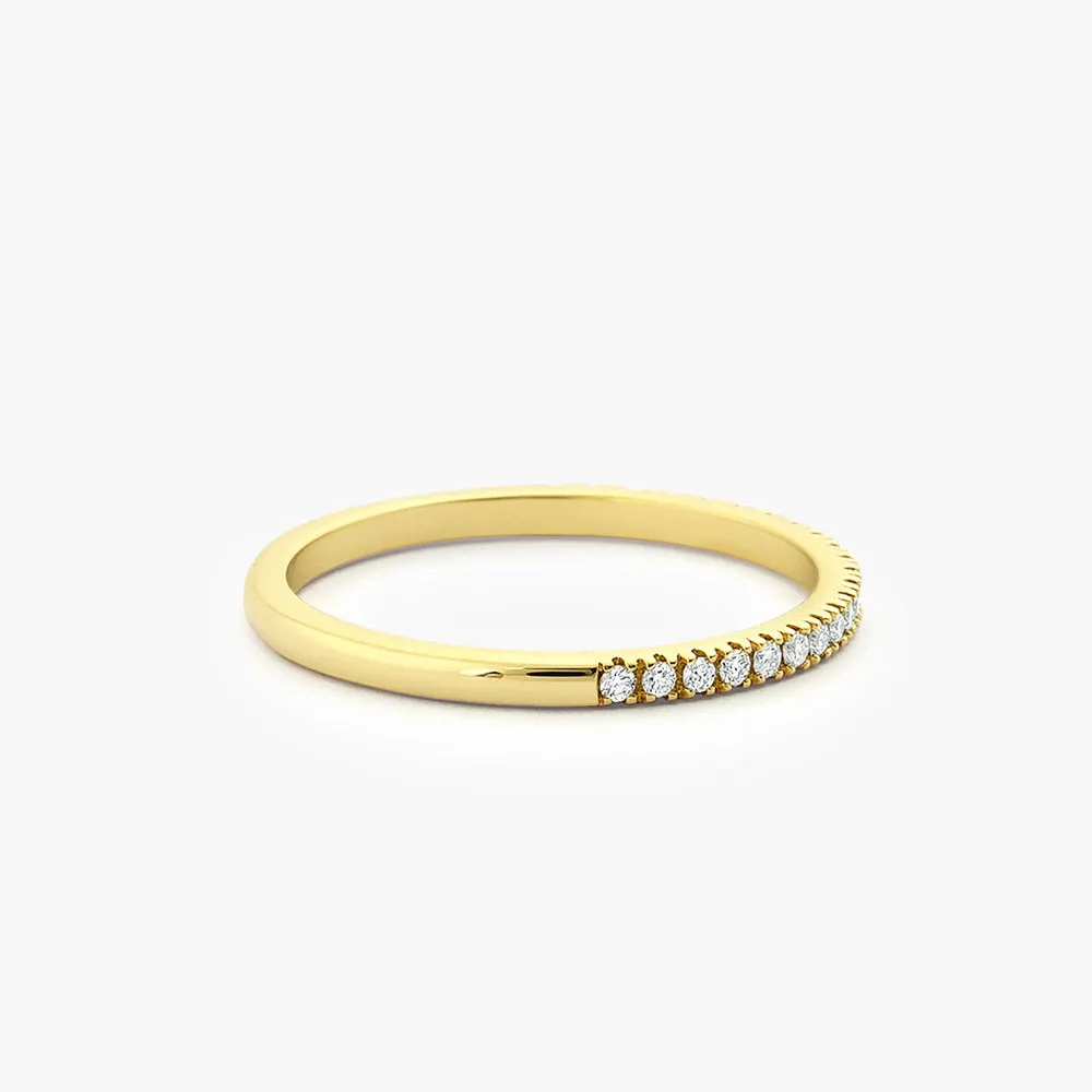 14K Gold 1.5MM Half Eternity Diamond Ring