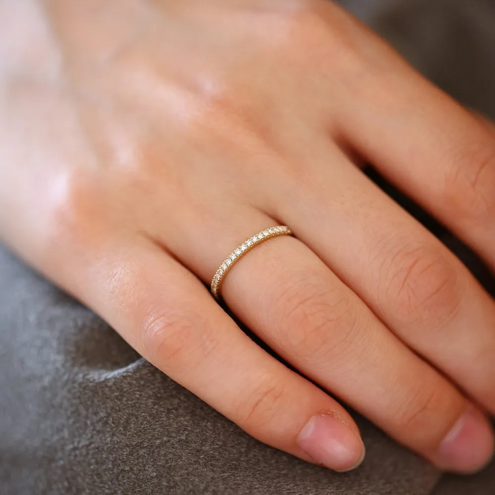 14K Gold 1.5MM Half Eternity Diamond Ring