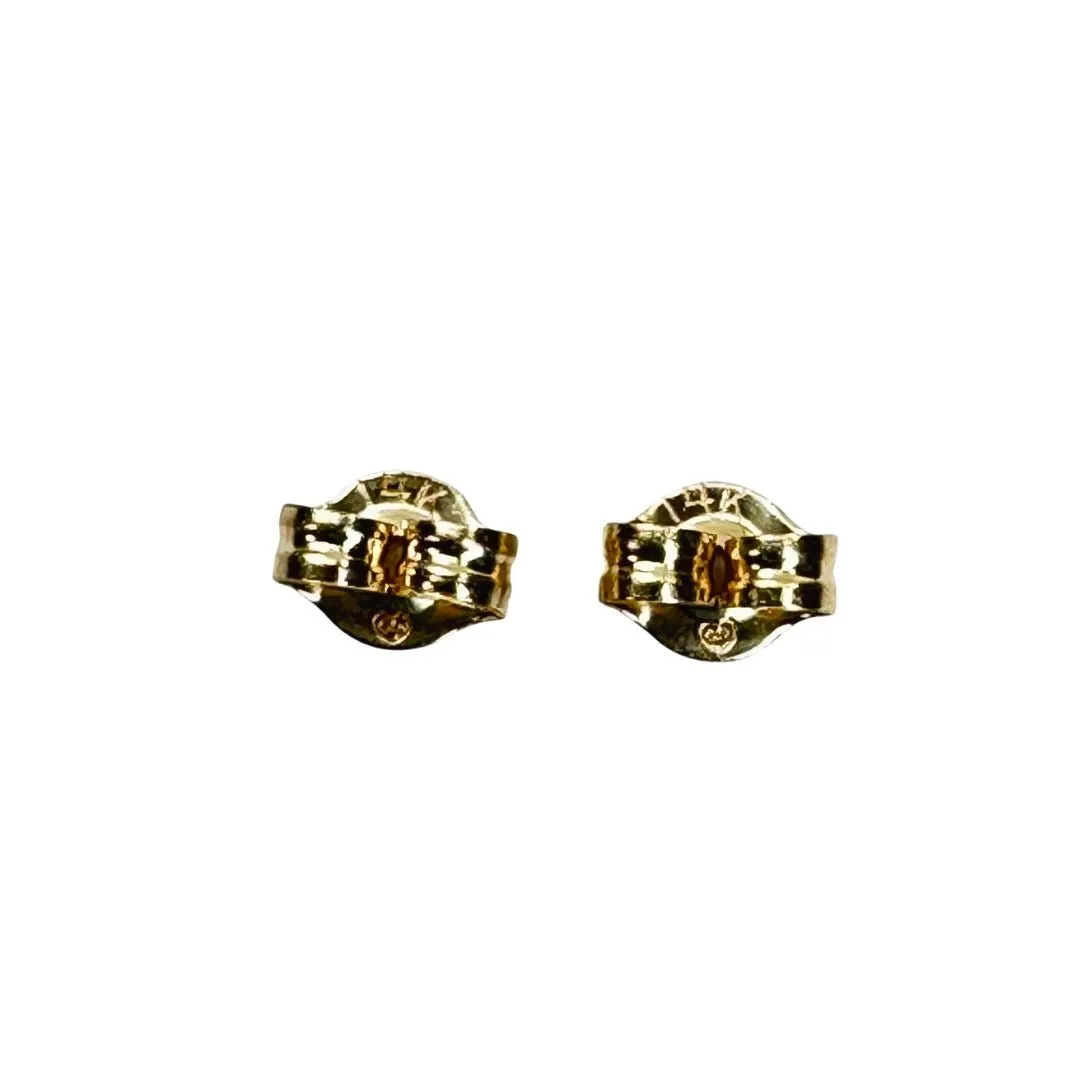 14k Gold Heart Ball Bar Dangle Earrings