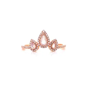 14K Rose Gold Diamond   Pear Shape Moonstone Ring