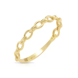 14k Solid Gold Cuban Link Chain Ring