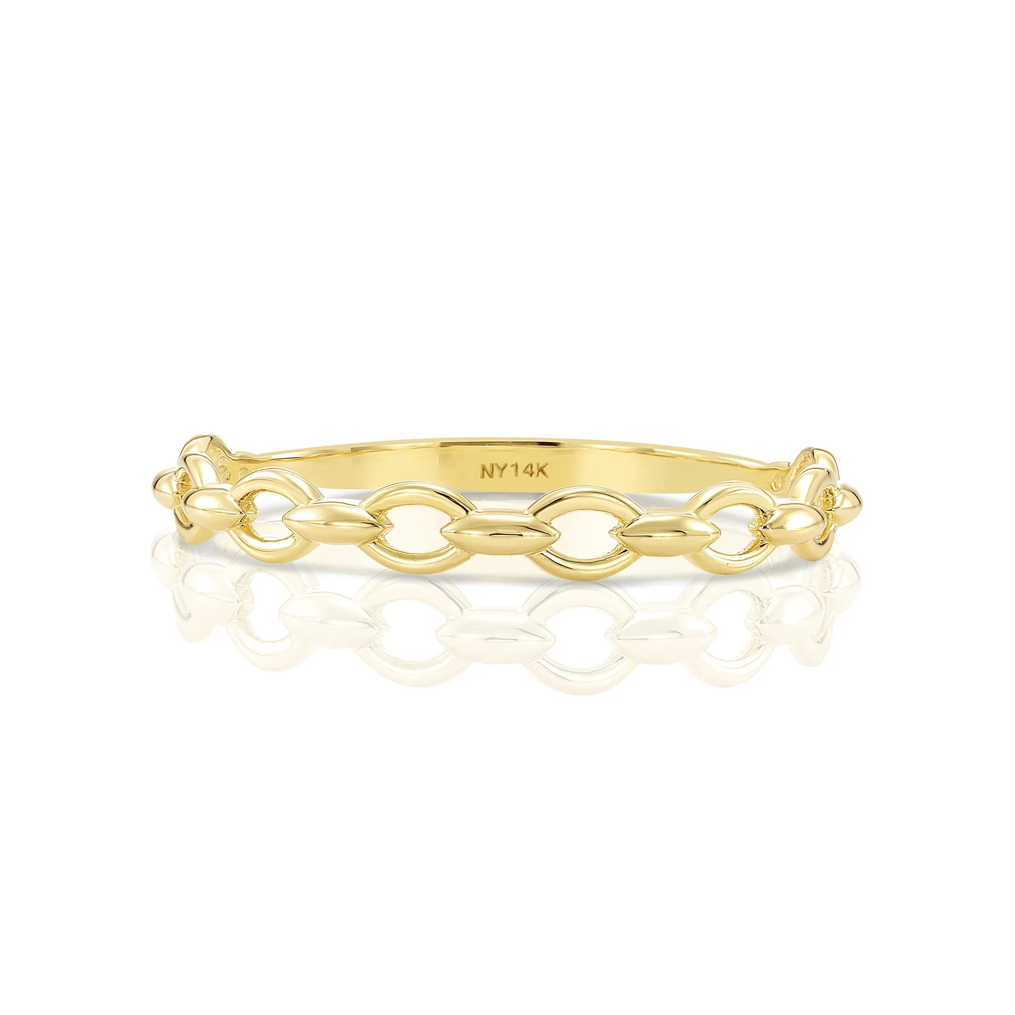 14k Solid Gold Cuban Link Chain Ring