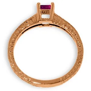14K Solid Rose Gold Ring Natural Diamond & Pink Topaz Class