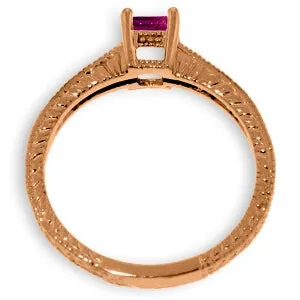 14K Solid Rose Gold Ring Natural Diamond & Pink Topaz Class