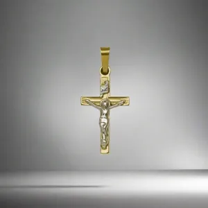 14K TT Gold Solid Small Crucifix 1.1grms