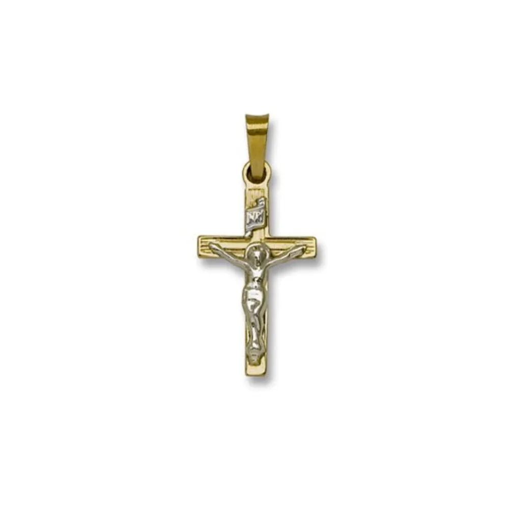 14K TT Gold Solid Small Crucifix 1.1grms