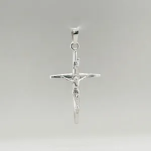 14K W Gold 28mm INRI Crucifix Pendant
