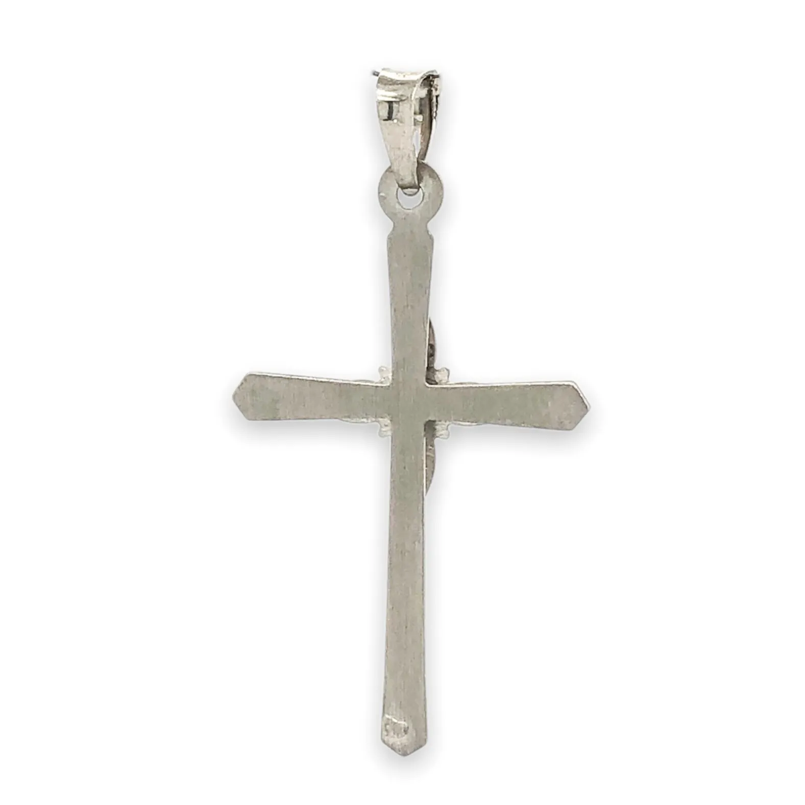 14K W Gold Hollow Diamond Cross 27.9mm x 17mm