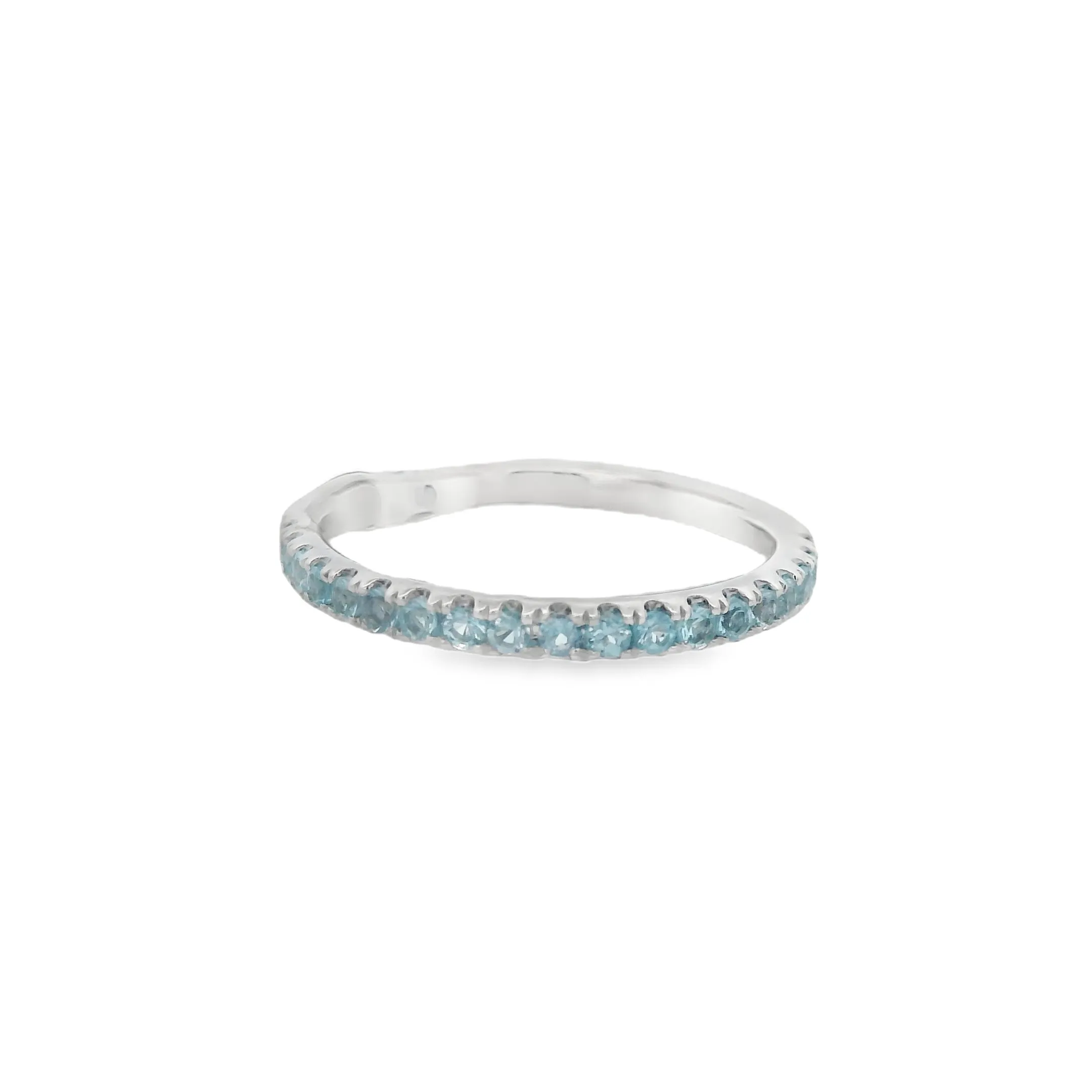 14K White Blue Topaz Women's Wedding Band