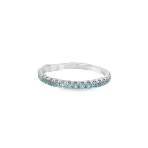 14K White Blue Topaz Women's Wedding Band