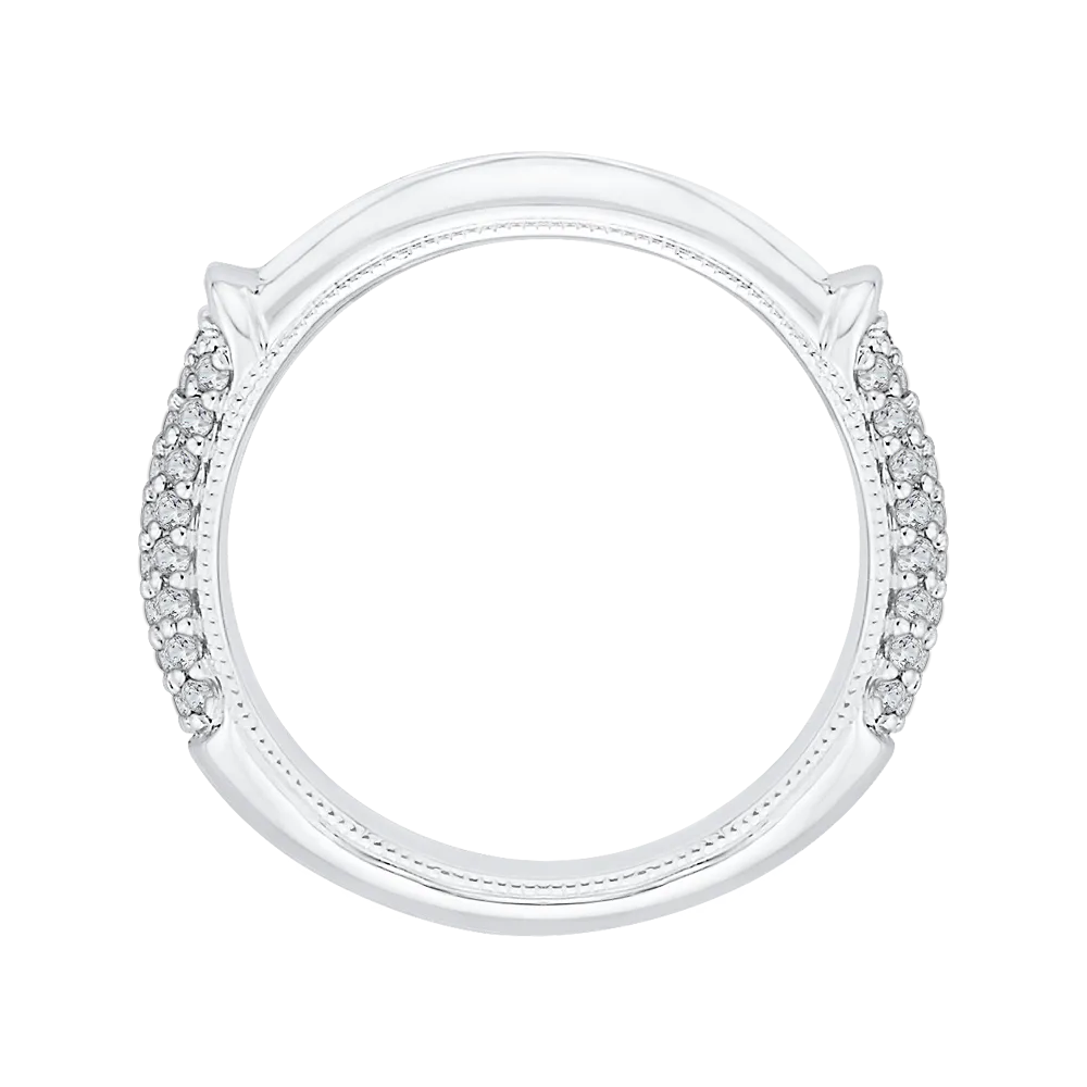 14K White Gold Princess & Round Diamond Wedding Band
