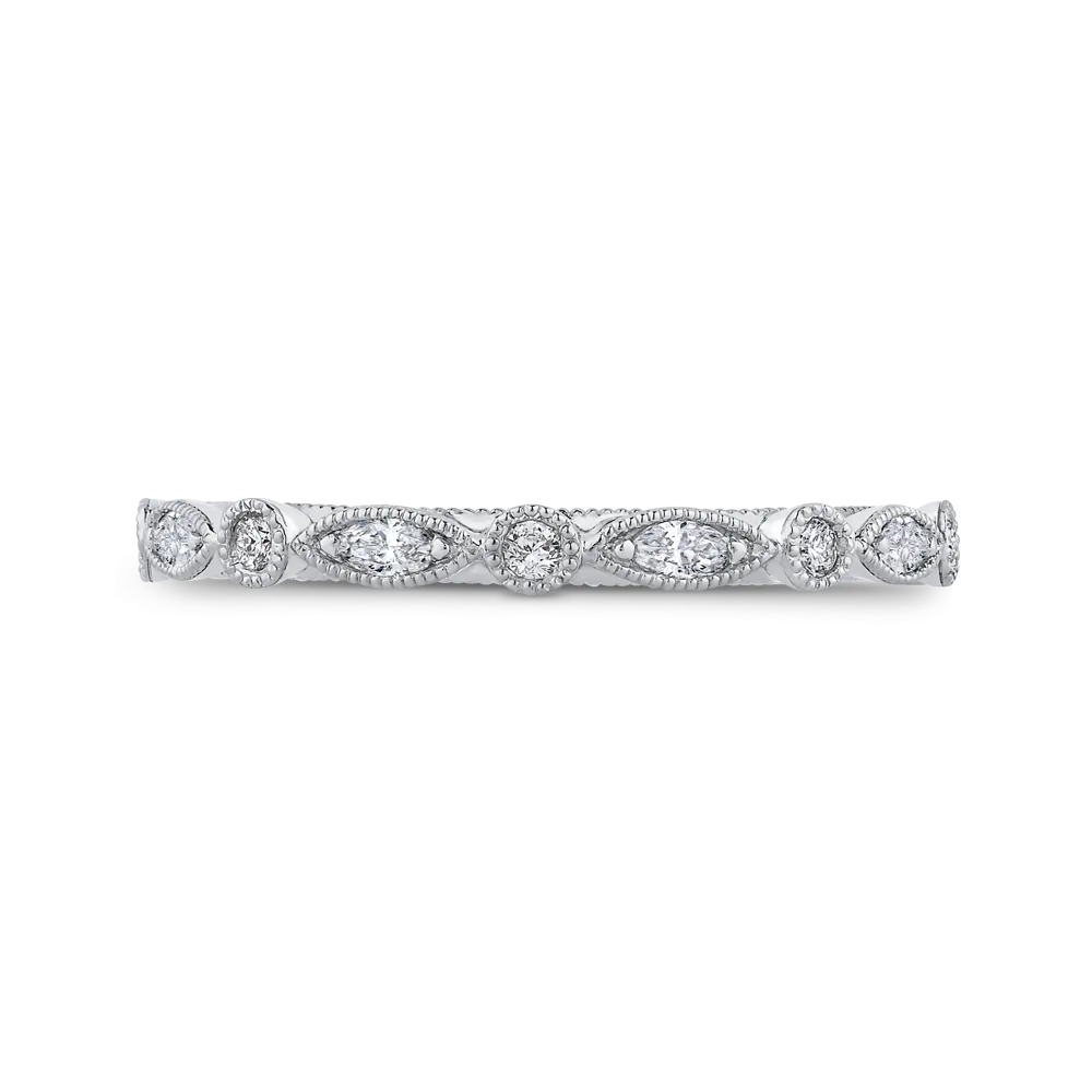 14K White Gold Round Diamond Half Eternity Wedding Band