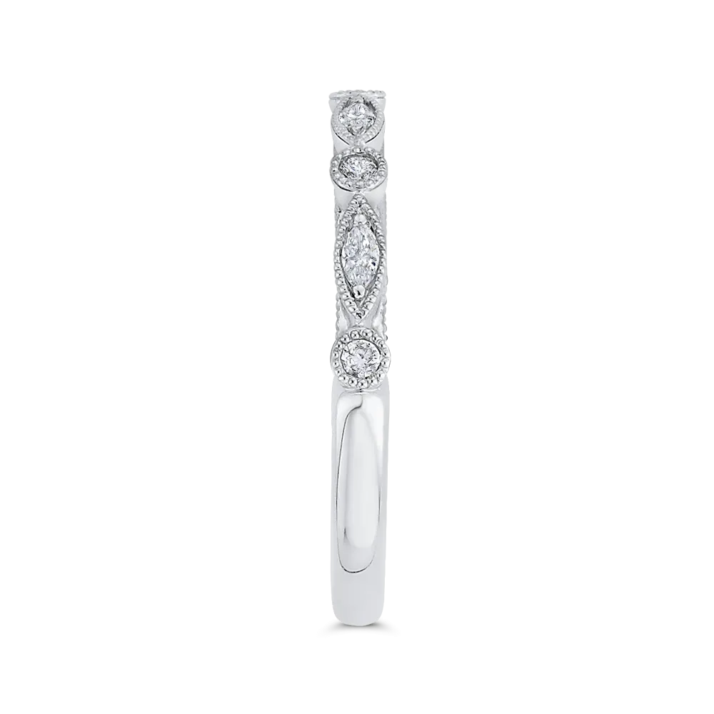 14K White Gold Round Diamond Half Eternity Wedding Band