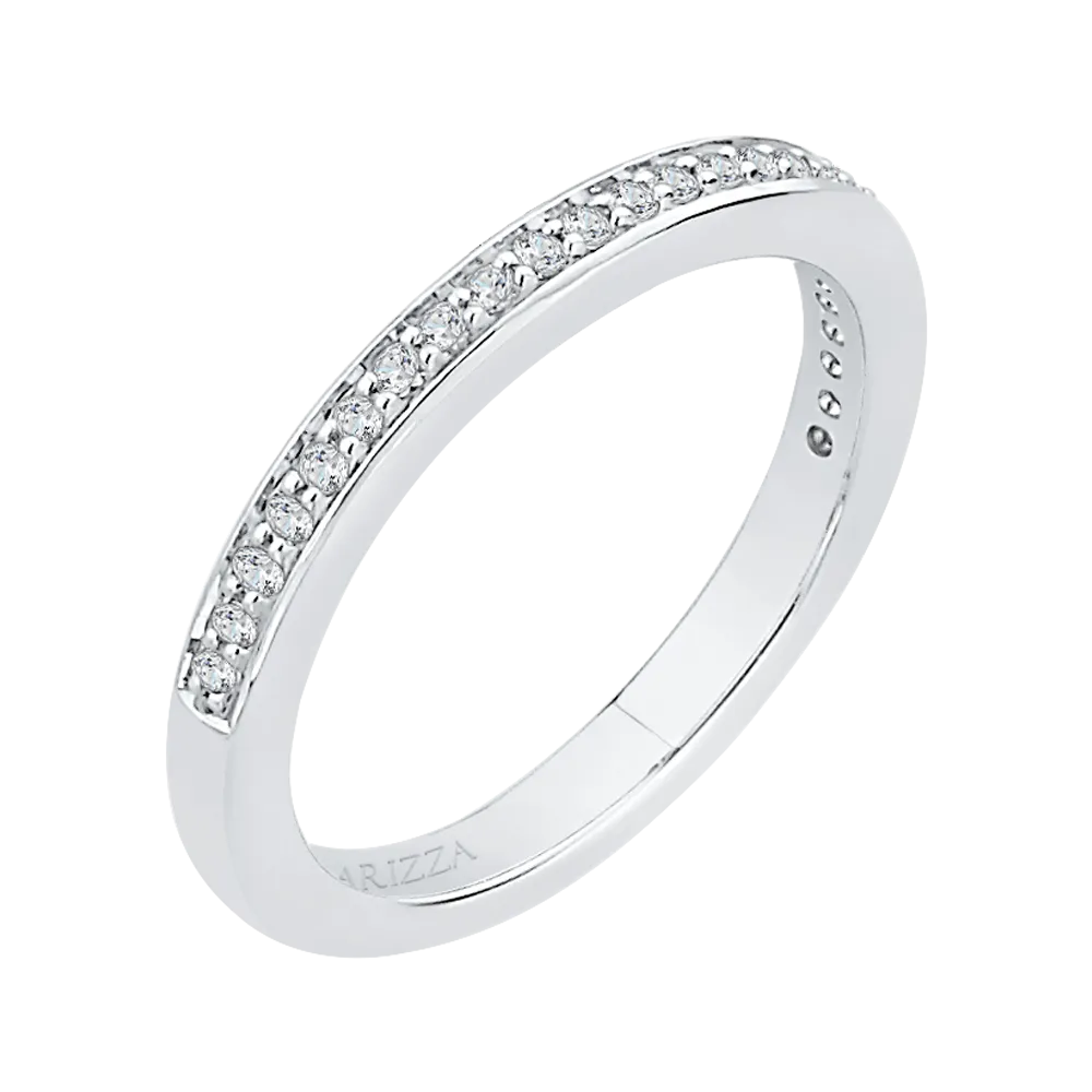 14K White Gold Round Diamond Half Eternity Wedding Band