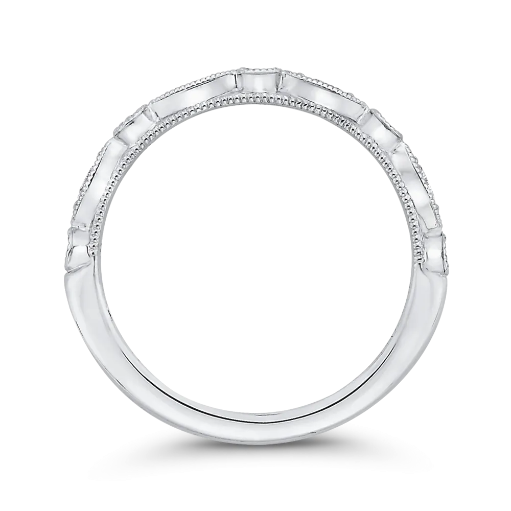 14K White Gold Round Diamond Half Eternity Wedding Band