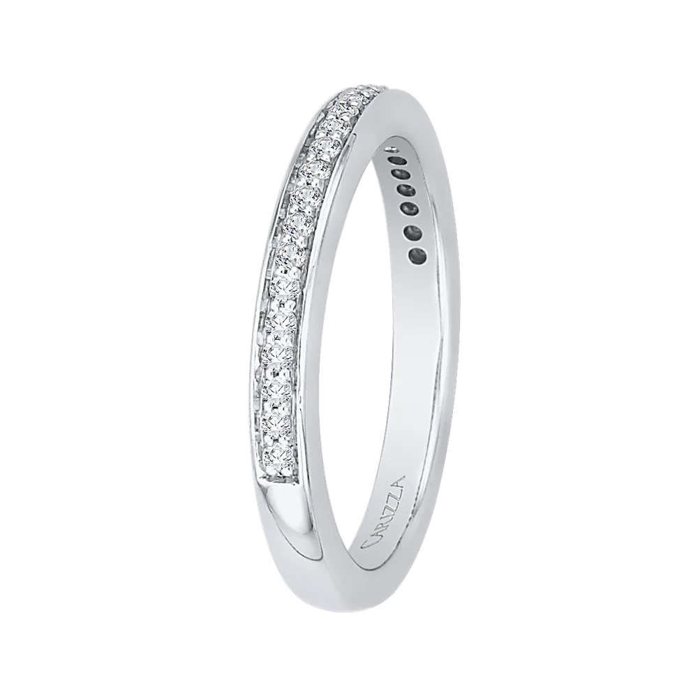 14K White Gold Round Diamond Half Eternity Wedding Band