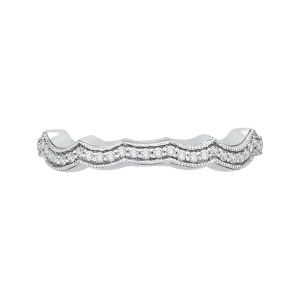 14K White Gold Round Diamond Half Eternity Wedding Band