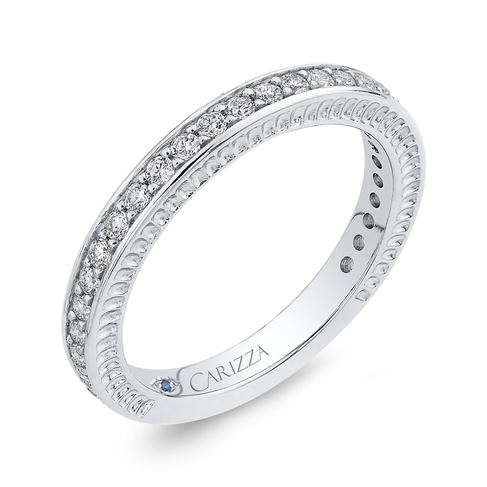 14K White Gold Round Diamond Wedding Band